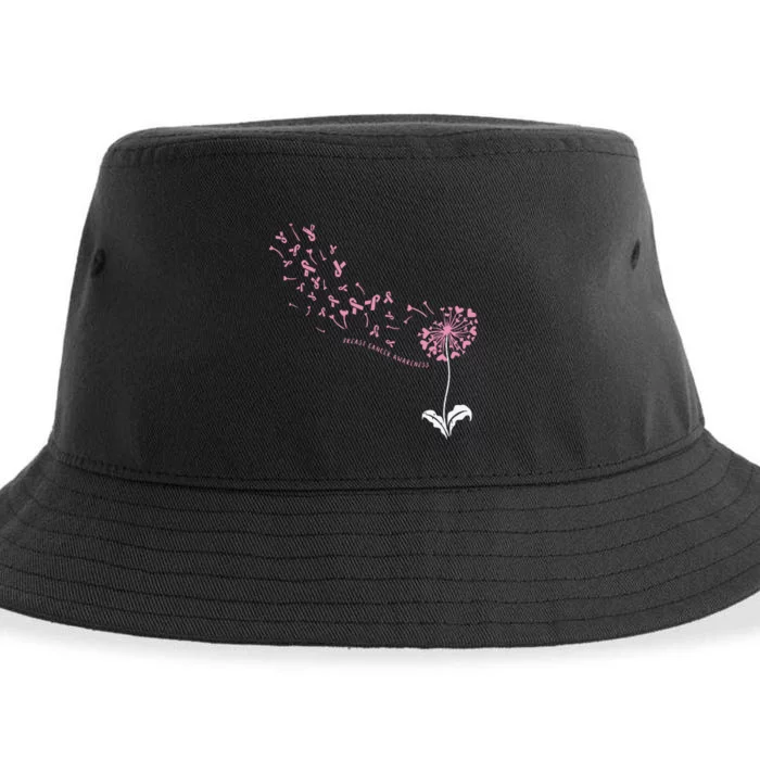 Dandelion Breast Cancer Awareness Pink Ribbon Support Gift Sustainable Bucket Hat