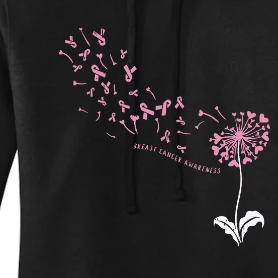 Dandelion Breast Cancer Awareness Pink Ribbon Support Gift Women's Pullover Hoodie