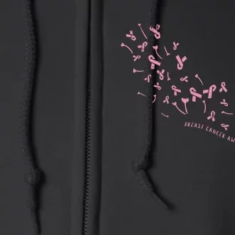 Dandelion Breast Cancer Awareness Pink Ribbon Support Gift Full Zip Hoodie