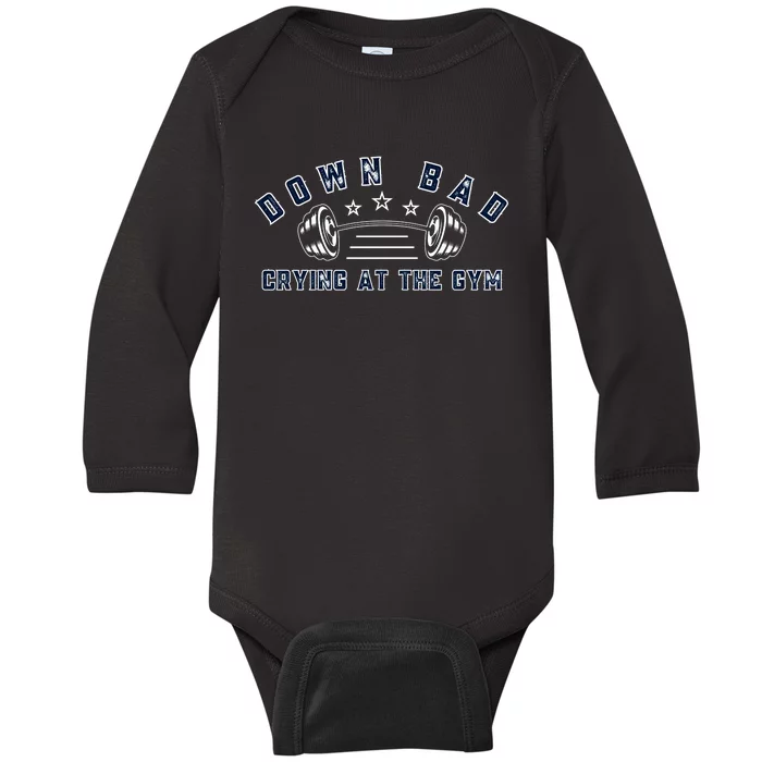 Down Bad Crying At The Gym Baby Long Sleeve Bodysuit