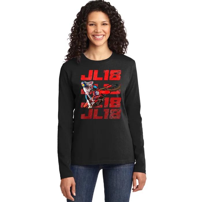 Dirt Bike Design Motocross And Supercross Dad Fathers Day Ladies Long Sleeve Shirt