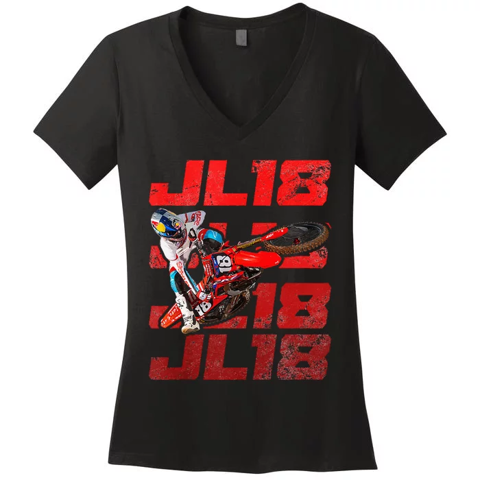 Dirt Bike Design Motocross And Supercross Dad Fathers Day Women's V-Neck T-Shirt