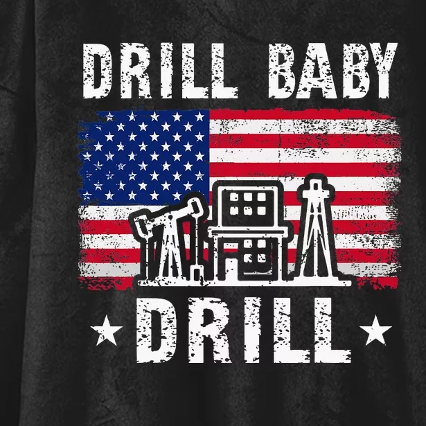 Drill Baby Drill Trump 2024 4th Of July Political Hooded Wearable Blanket