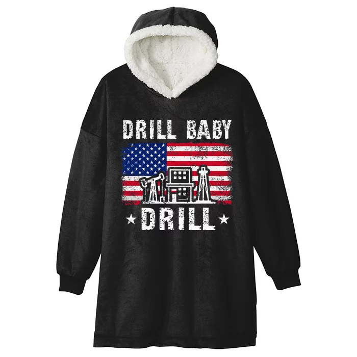 Drill Baby Drill Trump 2024 4th Of July Political Hooded Wearable Blanket