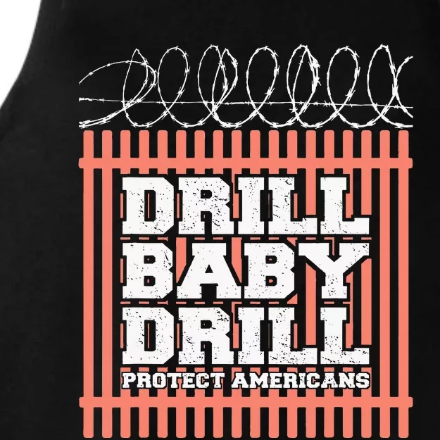 Drill Baby Drill Trump 2024 President Election Republicans Ladies Tri-Blend Wicking Tank