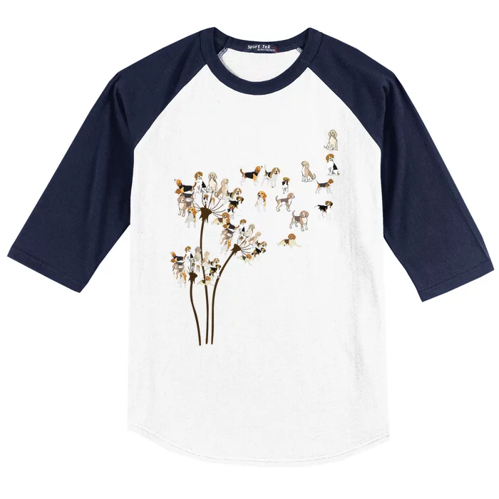 Dandelions Beagle Dog Baseball Sleeve Shirt