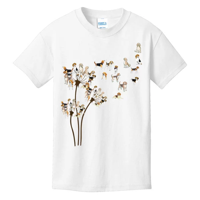 Dandelions Beagle Dog Kids T-Shirt