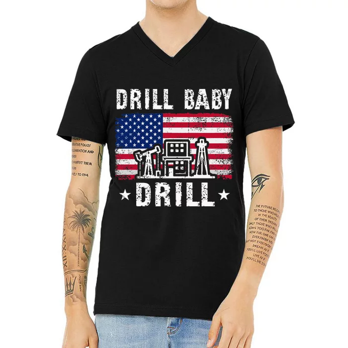 Drill Baby Drill Trump 2024 4th Of July Political V-Neck T-Shirt