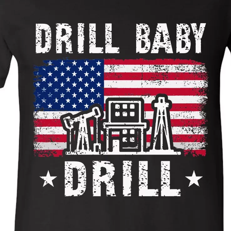 Drill Baby Drill Trump 2024 4th Of July Political V-Neck T-Shirt