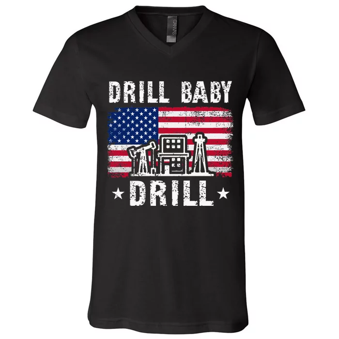 Drill Baby Drill Trump 2024 4th Of July Political V-Neck T-Shirt