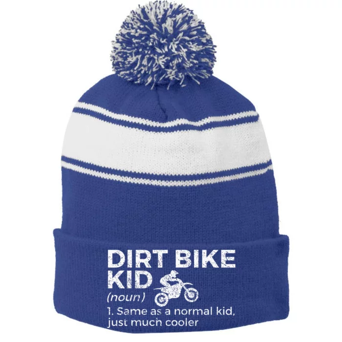 Dirt Bike Definition Motocross Stripe Pom Pom Beanie