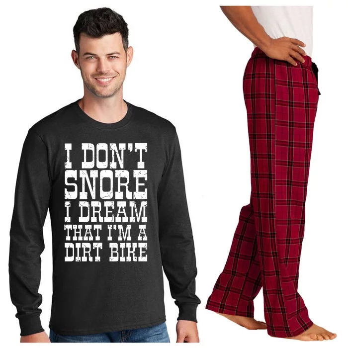 Dirt Bike Dad Funny Motocross Dont Snore Motorcycle Grandpa Gift Long Sleeve Pajama Set