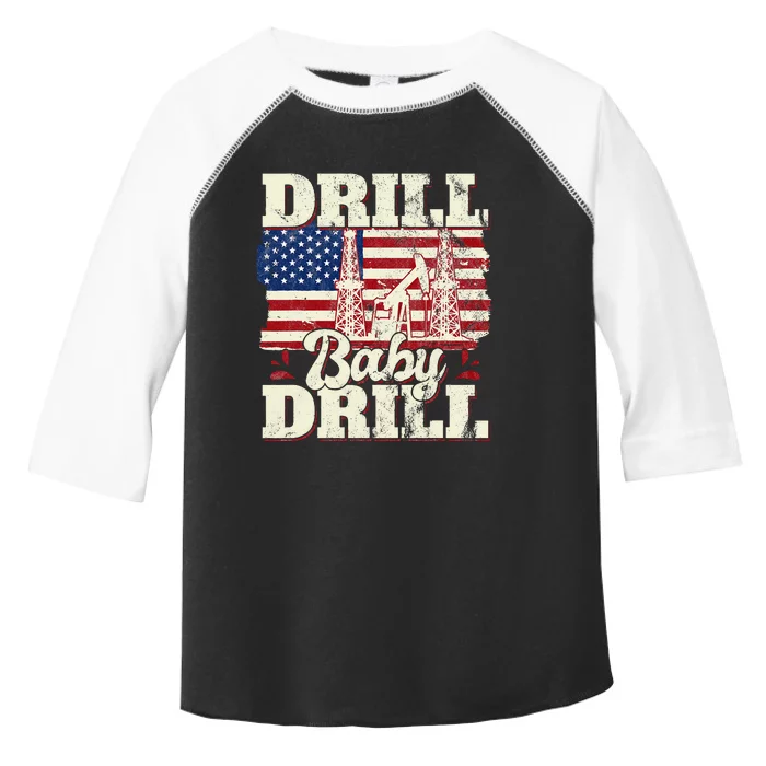 Drill Baby Drill American Flag Oilrig Oilfield Trash Toddler Fine Jersey T-Shirt