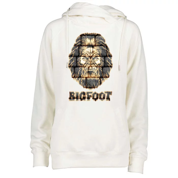 Distressed Bigfoot Womens Funnel Neck Pullover Hood