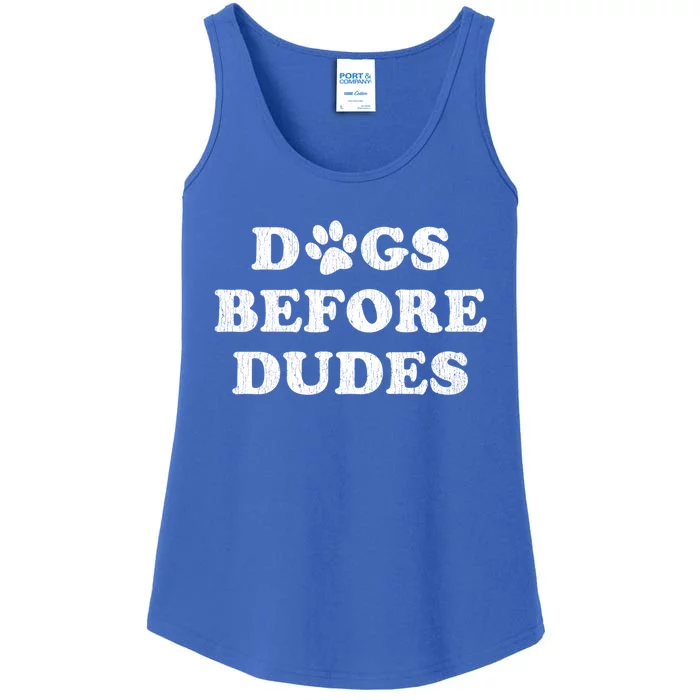 Dogs Before Dudes Paw Print Meaningful Gift Ladies Essential Tank