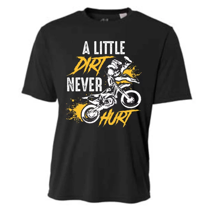 Dirt Bike Dirt Never Hurt Motocross Cooling Performance Crew T-Shirt