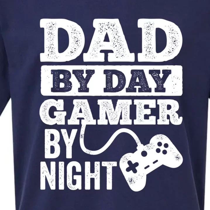 Dad By Day Gamer By Night Video Games Lover Gamer Dad Gift Sueded Cloud Jersey T-Shirt