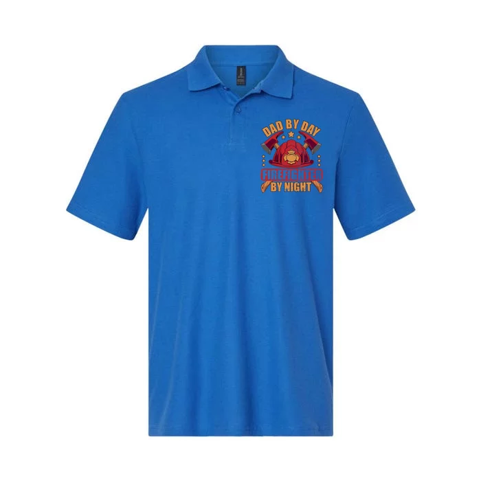 Dad By Day Firefighter By Night Fire Fathersday Gift Softstyle Adult Sport Polo