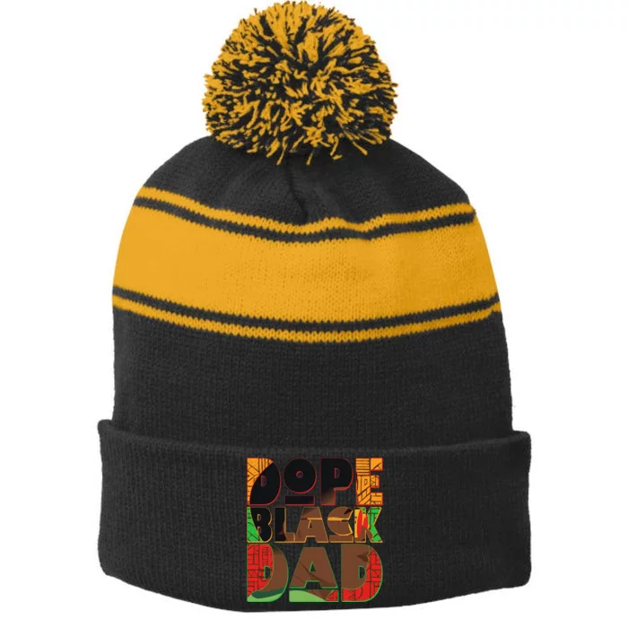 Dope Black Dad Stripe Pom Pom Beanie