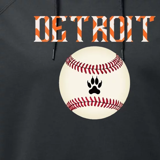 Detroit Baseball Dress Tiger Scratch And Giant Ball Performance Fleece Hoodie