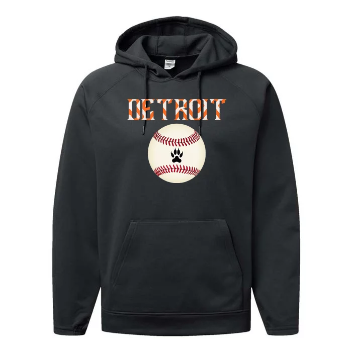 Detroit Baseball Dress Tiger Scratch And Giant Ball Performance Fleece Hoodie