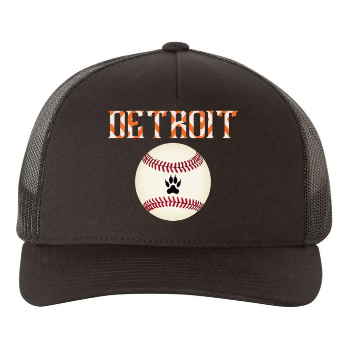 Detroit Baseball Dress Tiger Scratch And Giant Ball Yupoong Adult 5-Panel Trucker Hat