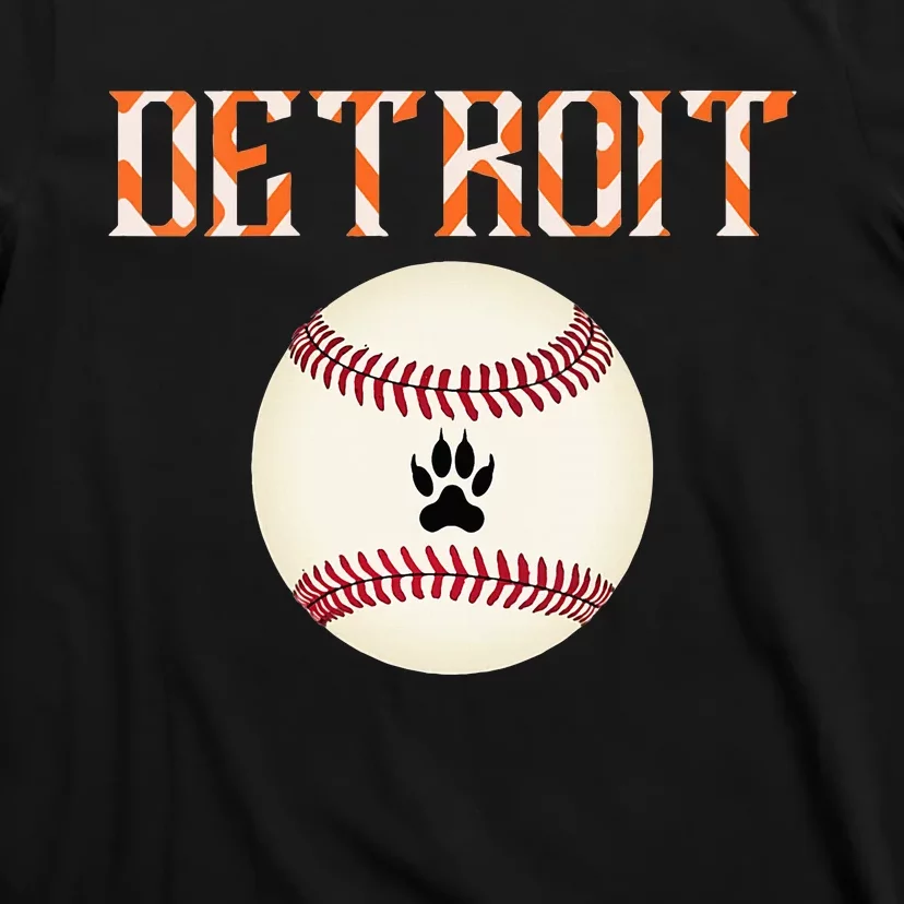 Detroit Baseball Dress Tiger Scratch And Giant Ball T-Shirt