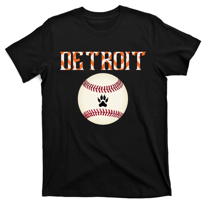 Detroit Baseball Dress Tiger Scratch And Giant Ball T-Shirt