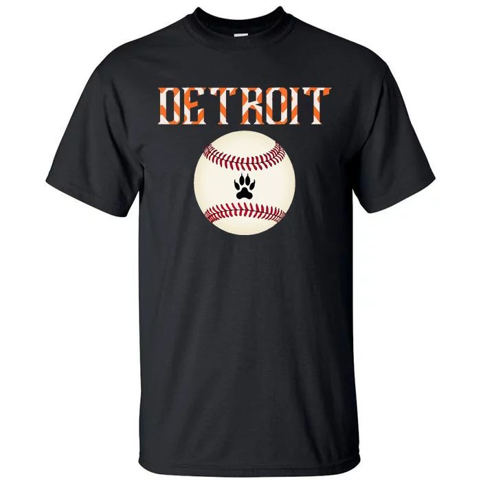 Detroit Baseball Dress Tiger Scratch And Giant Ball Tall T-Shirt