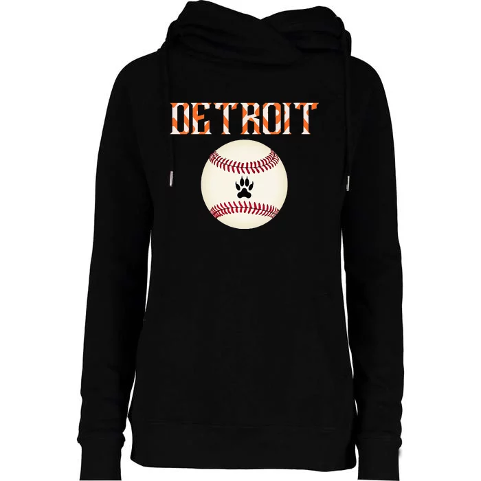 Detroit Baseball Dress Tiger Scratch And Giant Ball Womens Funnel Neck Pullover Hood