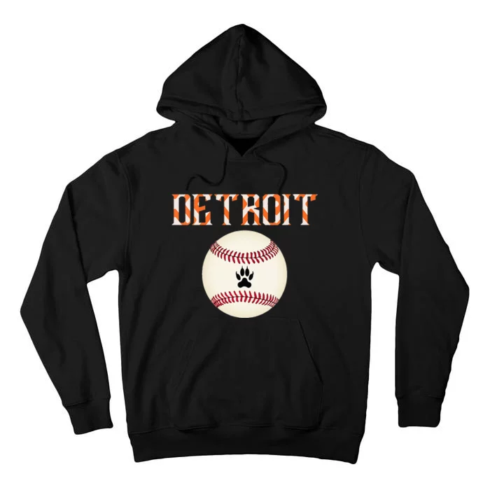 Detroit Baseball Dress Tiger Scratch And Giant Ball Tall Hoodie