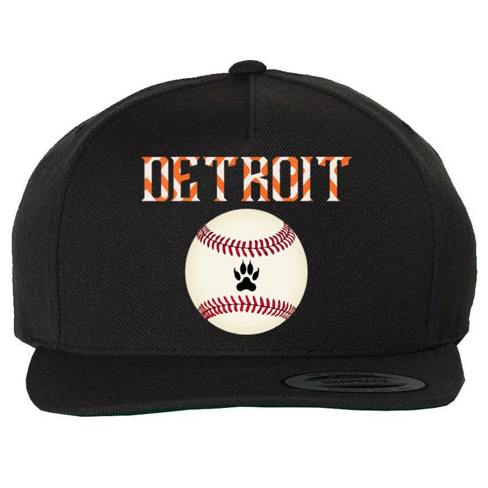 Detroit Baseball Dress Tiger Scratch And Giant Ball Wool Snapback Cap