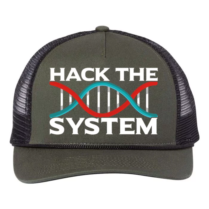 Diy Biology Dna Double Helix Hack The System Biohacker Gift Retro Rope Trucker Hat Cap