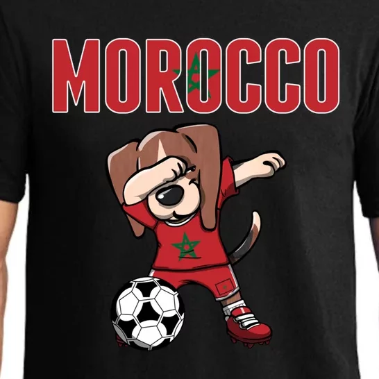 Dabbing Beagle Dog Morocco Soccer Fans Jersey Moroccan Flag Great Gift Pajama Set