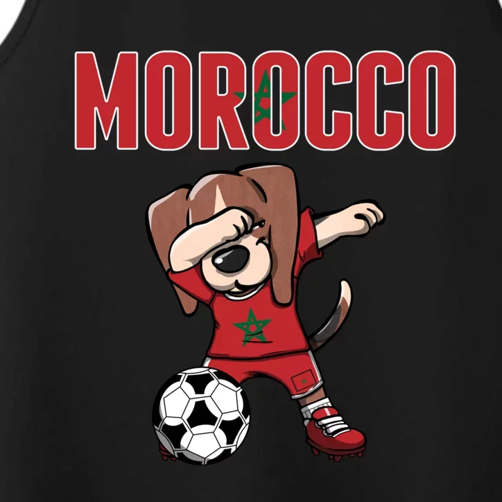 Dabbing Beagle Dog Morocco Soccer Fans Jersey Moroccan Flag Great Gift Performance Tank