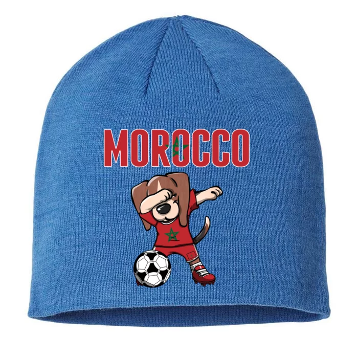 Dabbing Beagle Dog Morocco Soccer Fans Jersey Moroccan Flag Great Gift 8 1/2in Sustainable Knit Beanie