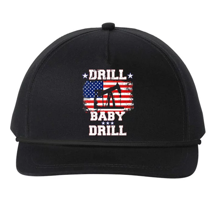 Drill Baby Drill American Flag Oilrig Oilfield Snapback Five-Panel Rope Hat