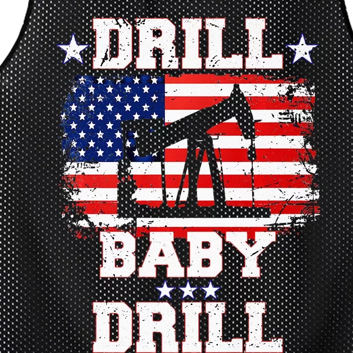 Drill Baby Drill American Flag Oilrig Oilfield Mesh Reversible Basketball Jersey Tank