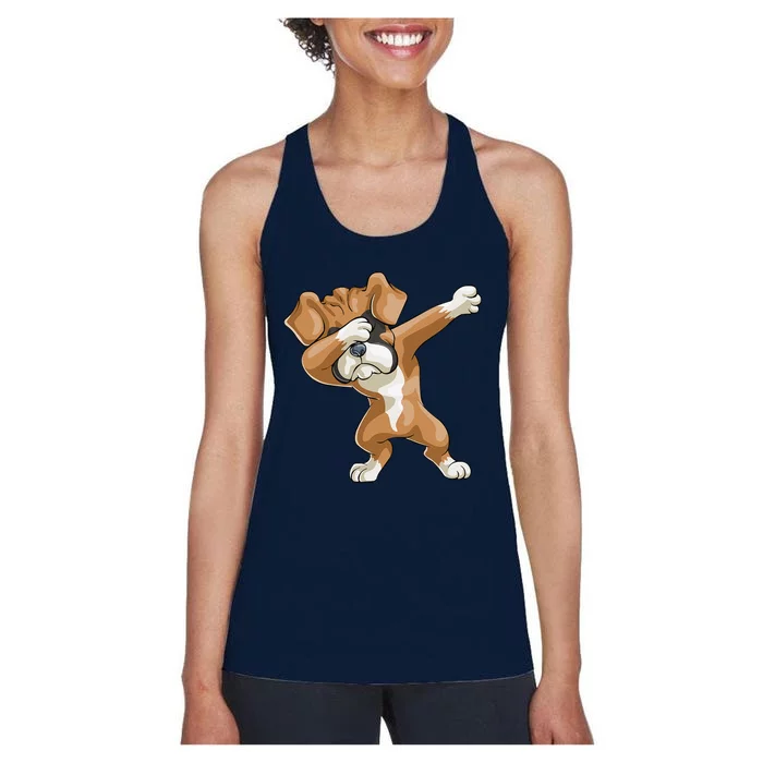 Dabbing Boxer Dog Gift Funny Dab Gift Puppy Women's Racerback Tank