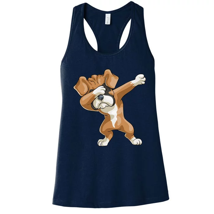 Dabbing Boxer Dog Gift Funny Dab Gift Puppy Women's Racerback Tank