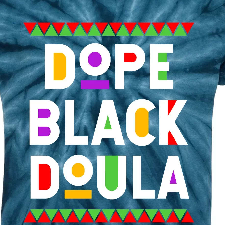 Dope Black Doula African American Job Proud Profession Kids Tie-Dye T-Shirt