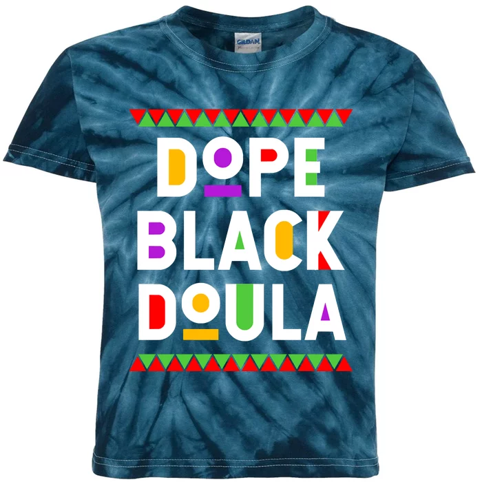 Dope Black Doula African American Job Proud Profession Kids Tie-Dye T-Shirt