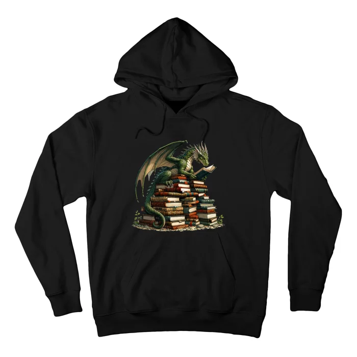 Distressed Bookworm Dragons Reading Book Dragons And Books Hoodie