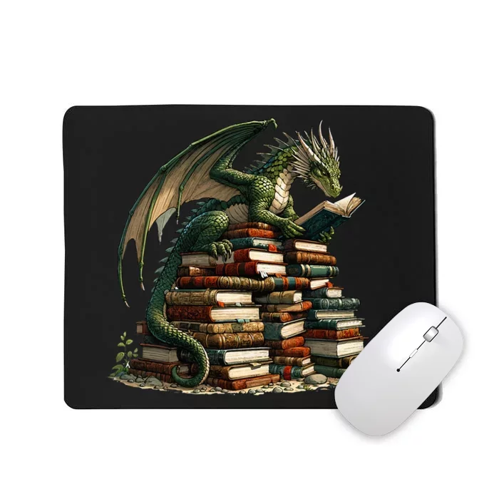 Distressed Bookworm Dragons Reading Book Dragons And Books Mousepad