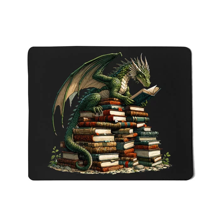 Distressed Bookworm Dragons Reading Book Dragons And Books Mousepad