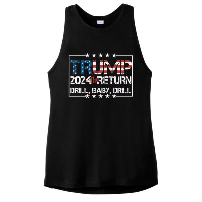 Drill Baby Drill Trump 2024 President Election Republican Ladies Tri-Blend Wicking Tank