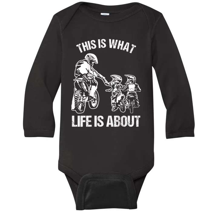 Dirt Bike Dad Motocross Motorcycle FMX Biker Father And Kids Baby Long Sleeve Bodysuit