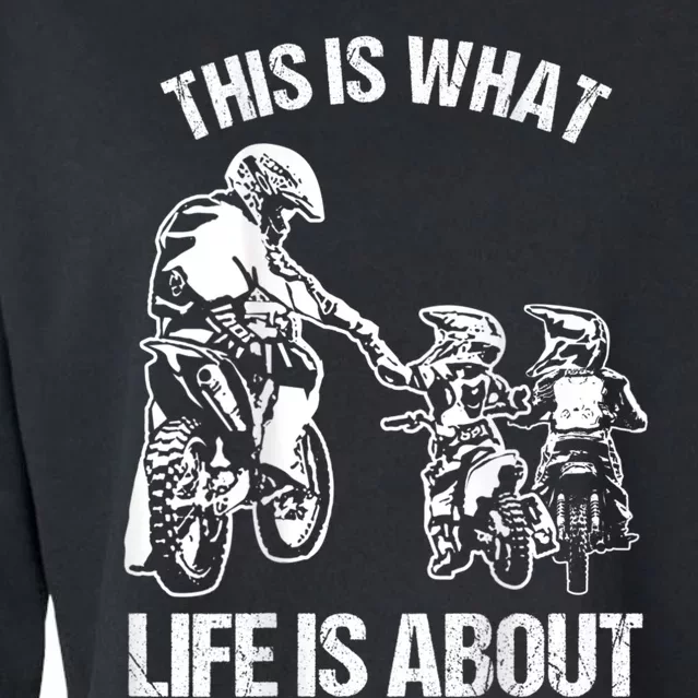 Dirt Bike Dad Motocross Motorcycle FMX Biker Father And Kids Cropped Pullover Crew