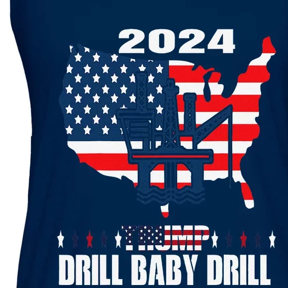 Drill Baby Drill American Flag Oilrig Oilfield Trash Ladies Essential Flowy Tank