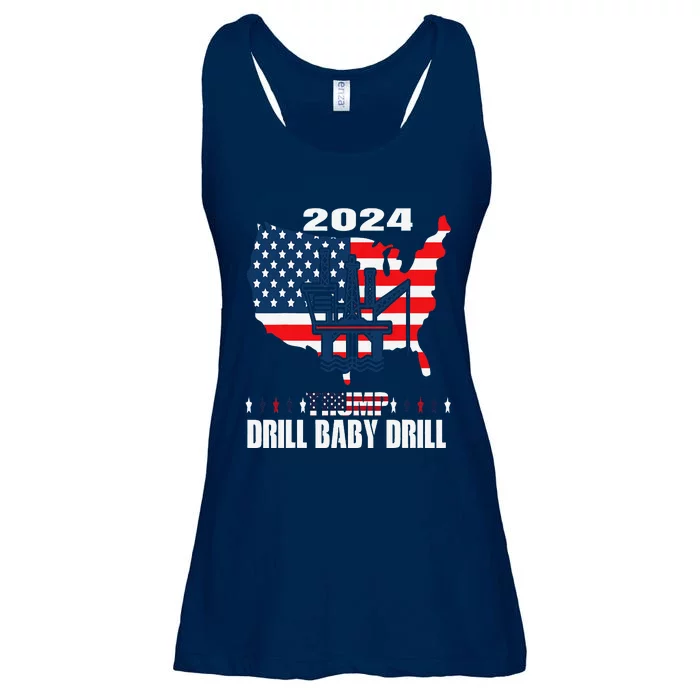 Drill Baby Drill American Flag Oilrig Oilfield Trash Ladies Essential Flowy Tank